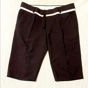 Helmut Lang Black Wool Bermuda Short with Ivory piping size 2, low rise